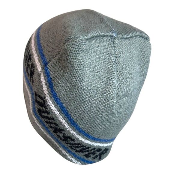 Quiksilver Reversible Knit Beanie Hat Grey Black Blue Striped Logo Surfer Adults - Picture 8 of 8